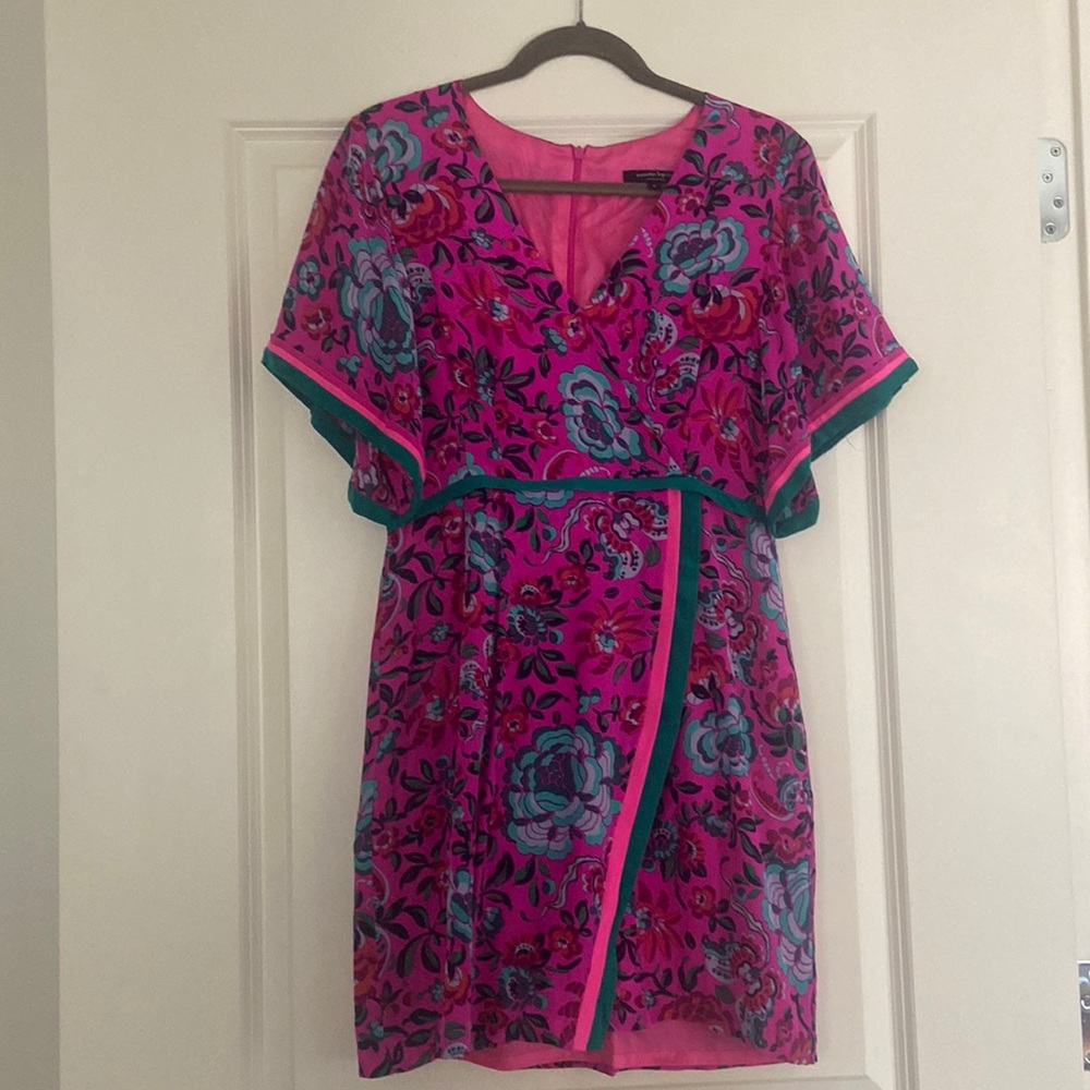 Nanette Lepore fuchsia floral print silk dress, size 6